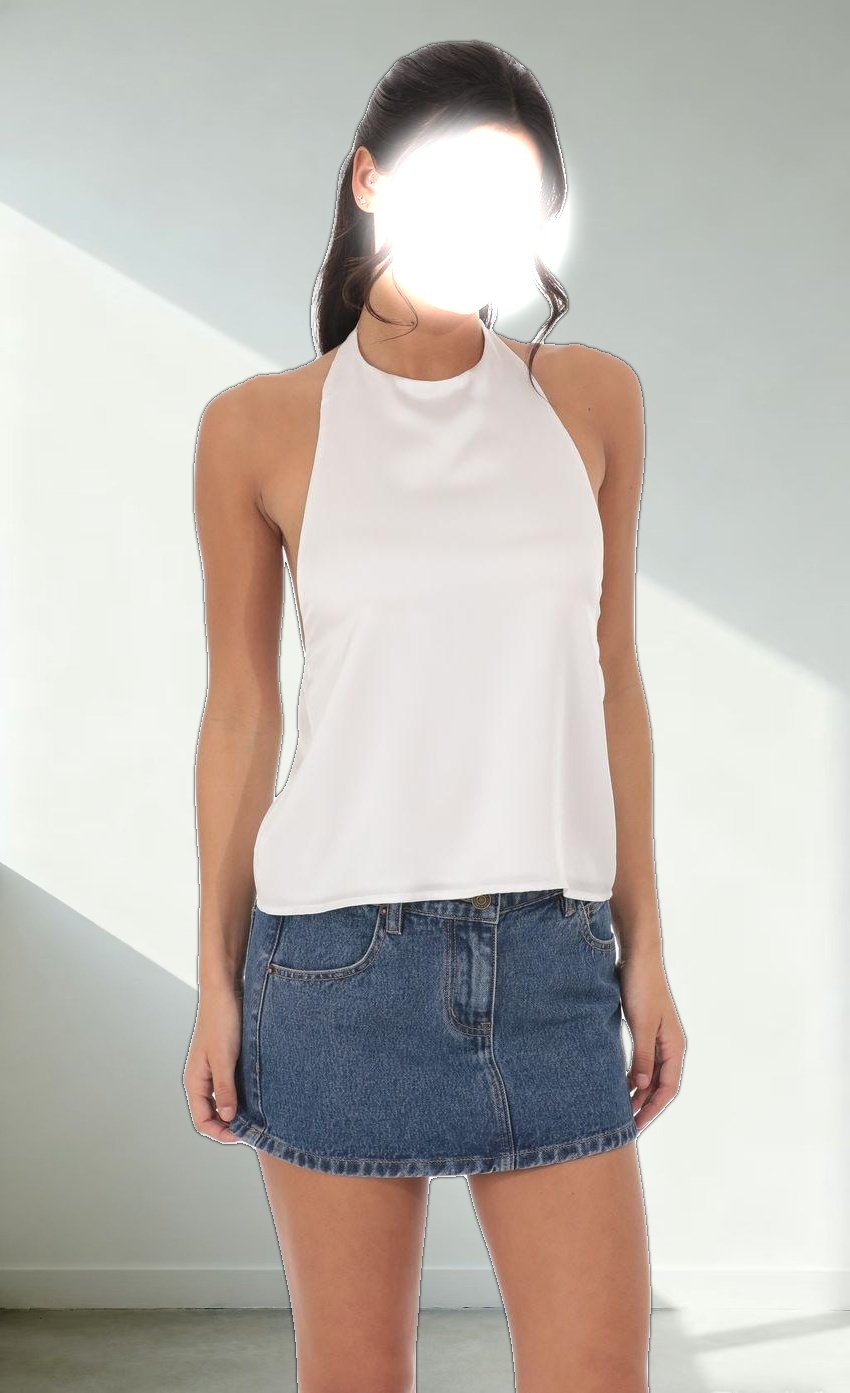 Satin Halter Top in White