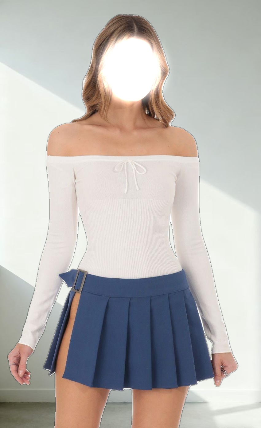 Ribbed Off Shoulder Top in White