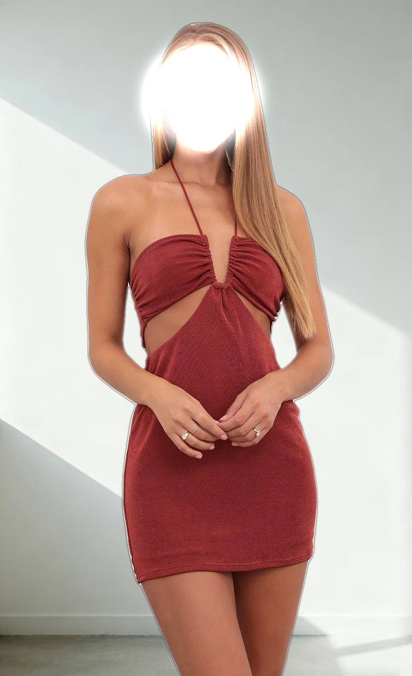 Cutout Dress in Rust