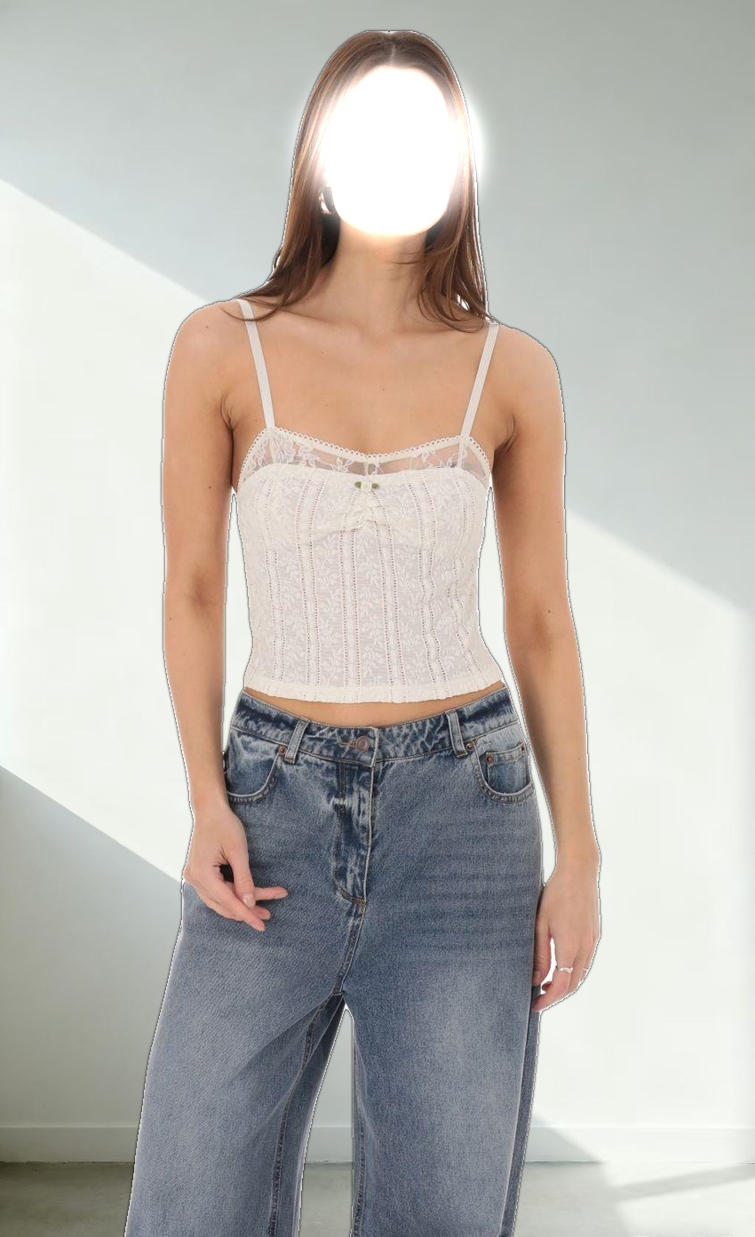 Textured Lace Top in Cream