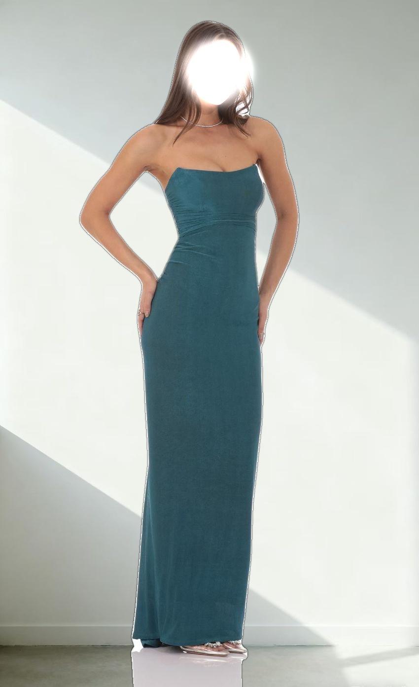 Corset Strapless Dress in Teal