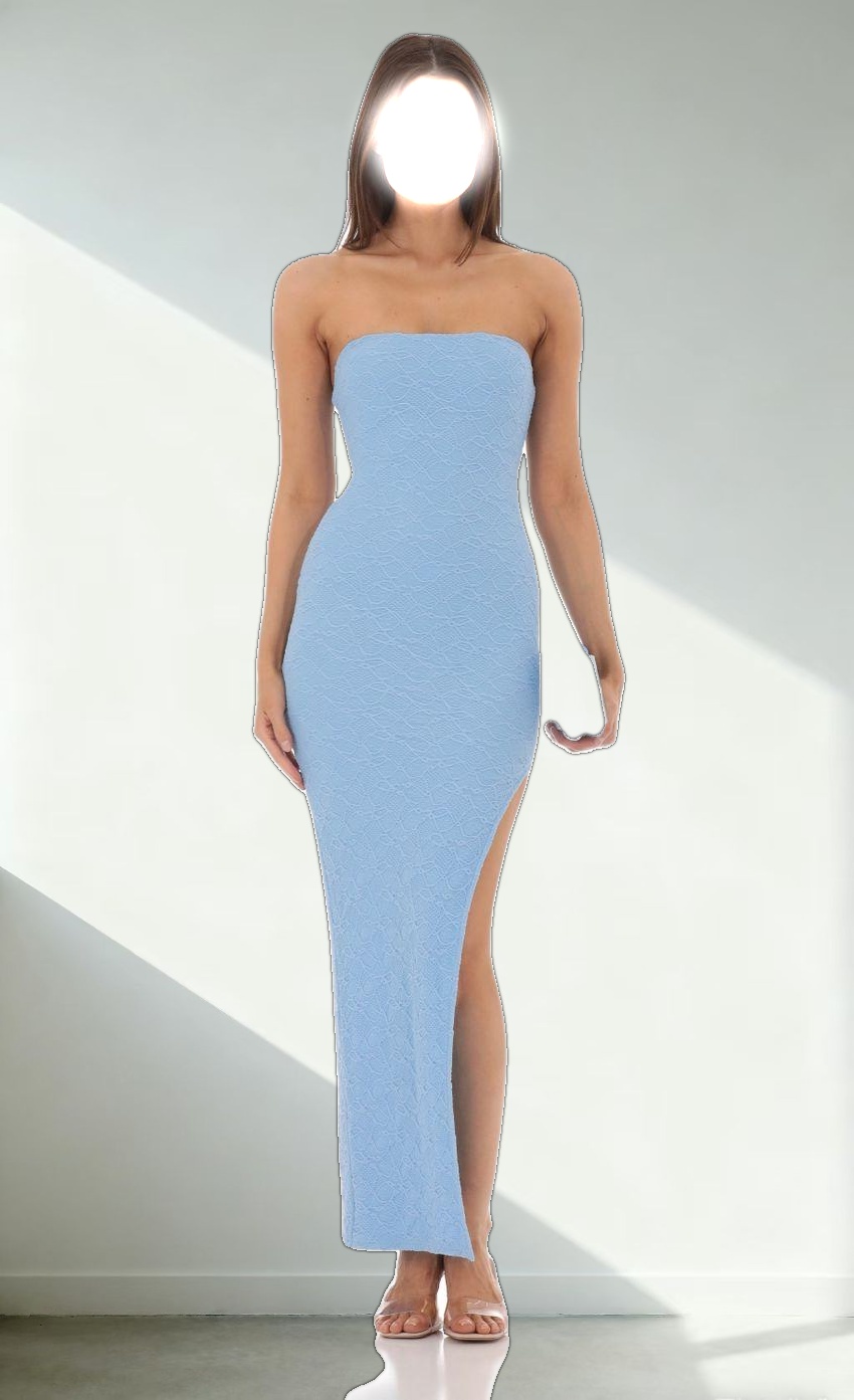 Textured Bodycon Dress in Light Blue