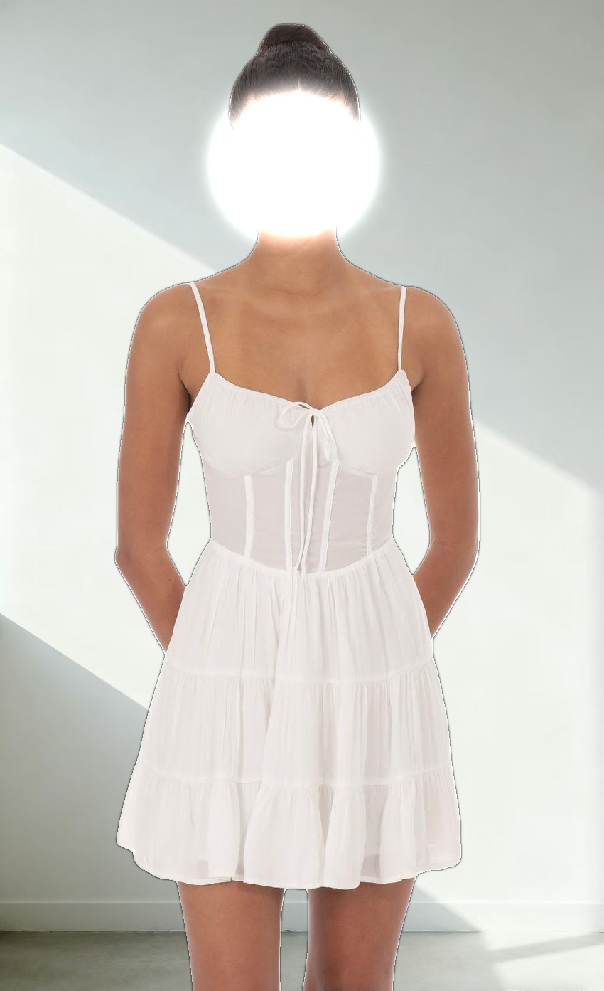 Corset A-line Dress in White
