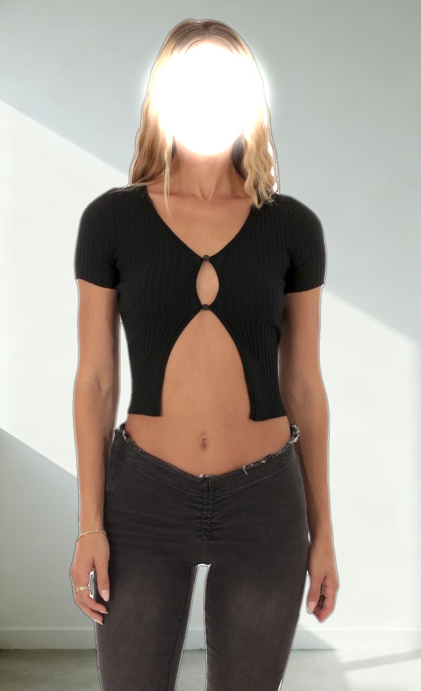 Ribbed Knit Top in Black