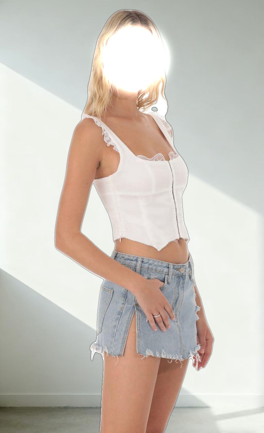 Lace Trim Top in White