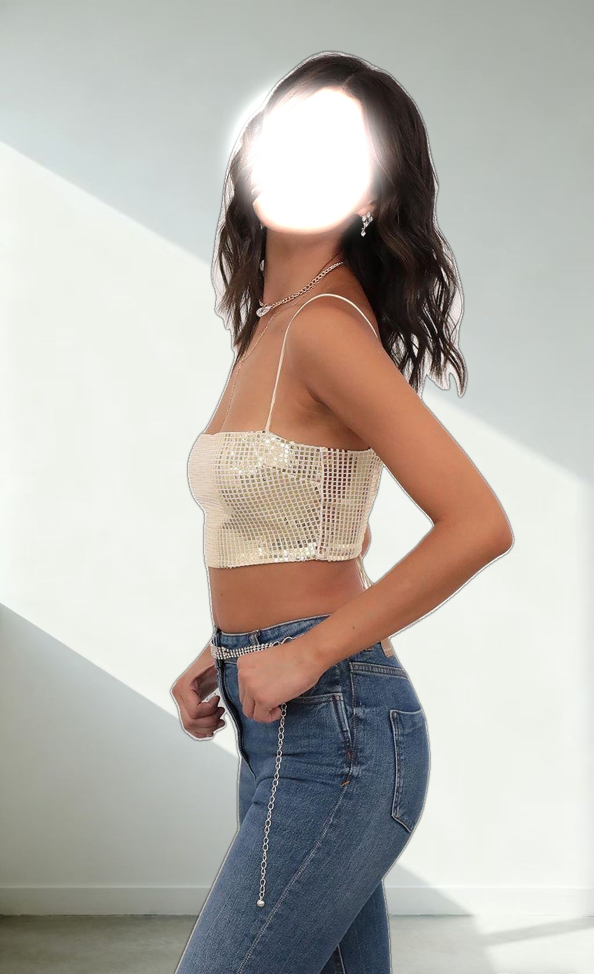 Mirror Sequin Strappy Crop Top