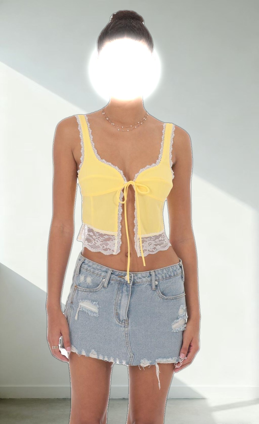 Lace Vest Top in Yellow