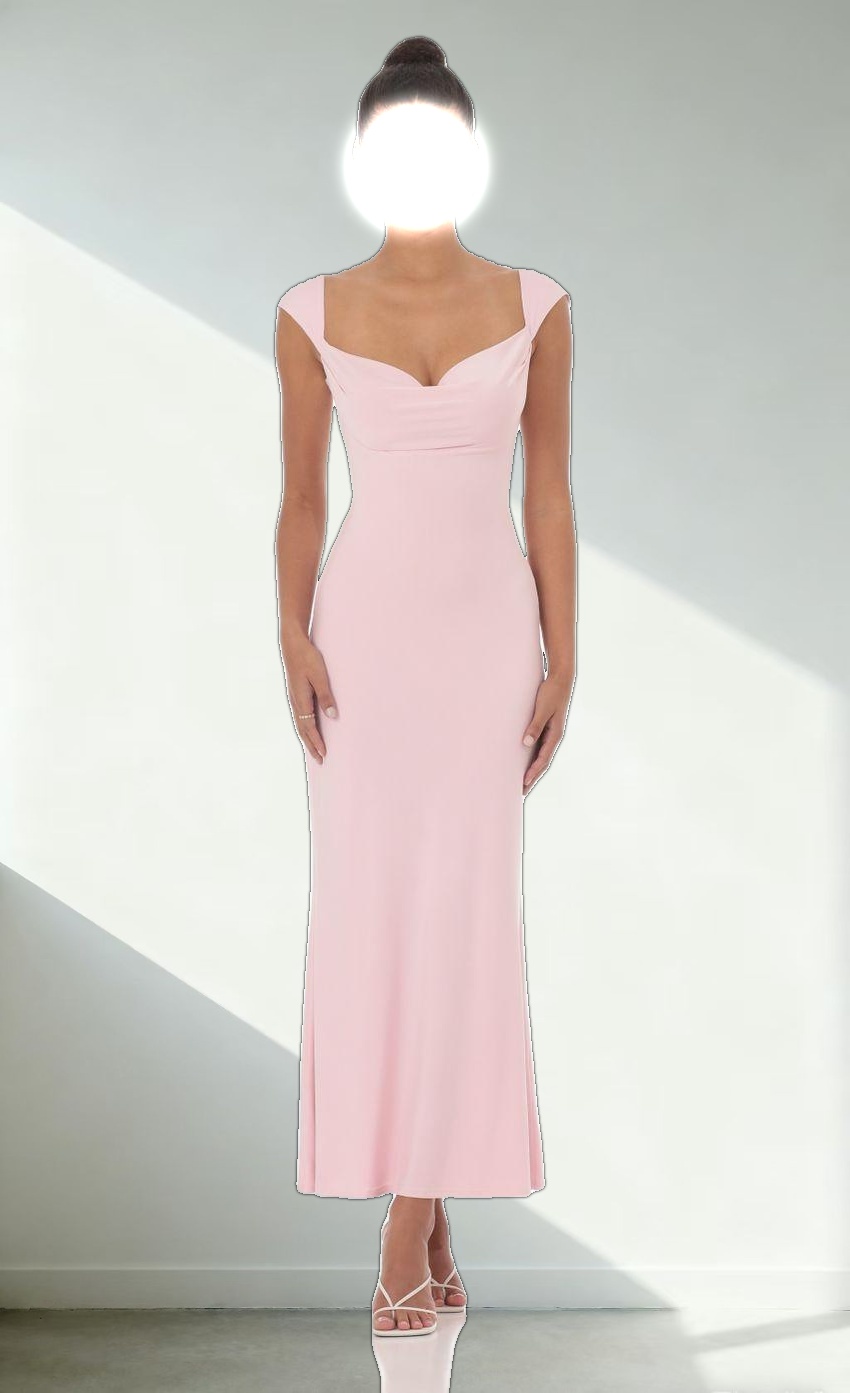 Strappy Cowl Neck Maxi Dress in Pink