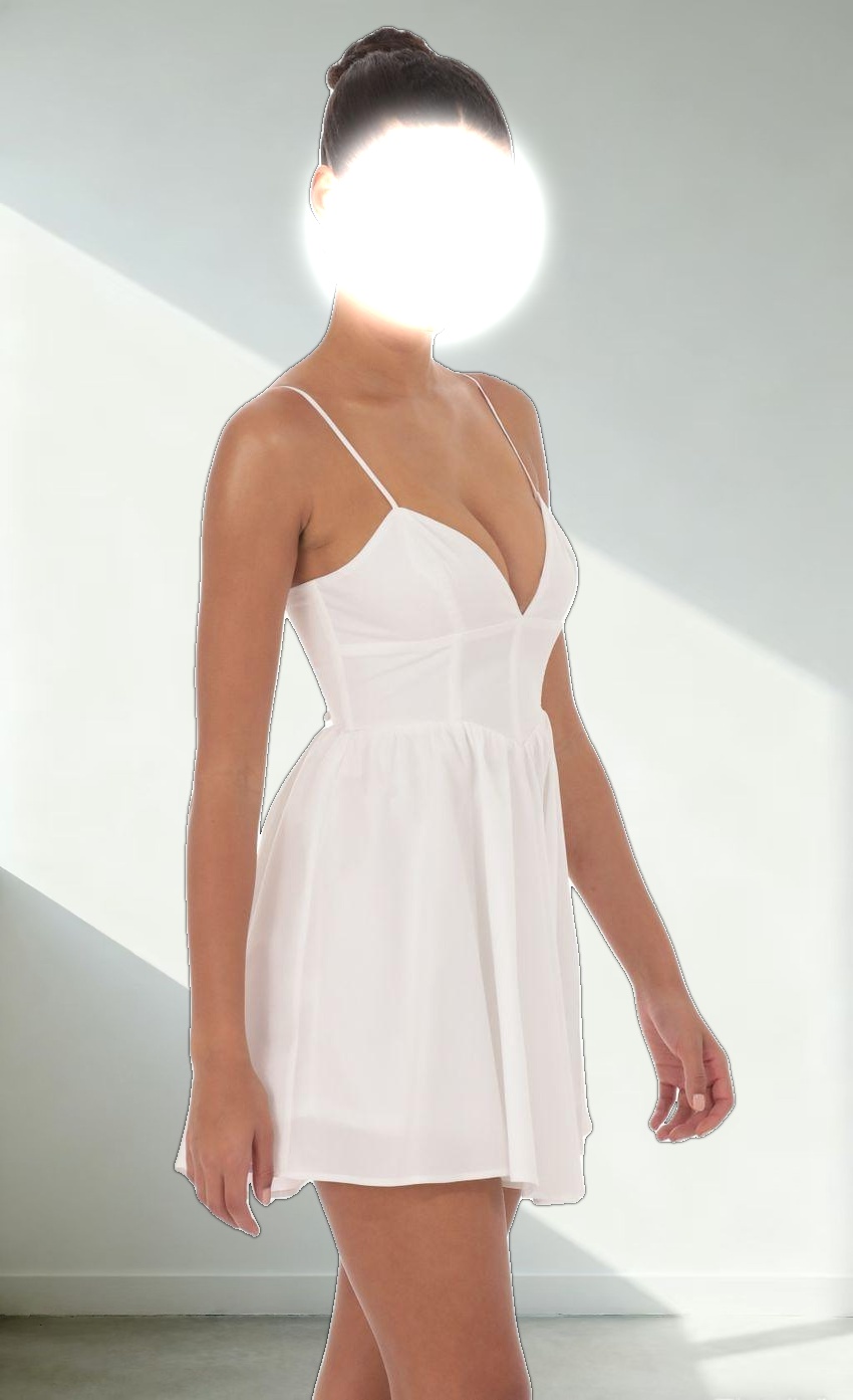 Corset Fit and Flare Dress in White