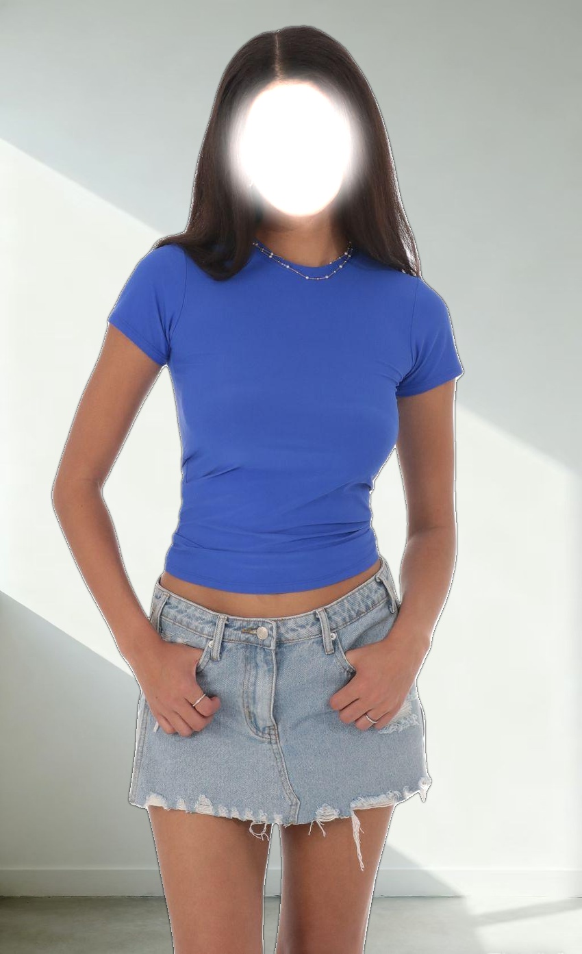 Stretch Short Sleeve Top in Blue