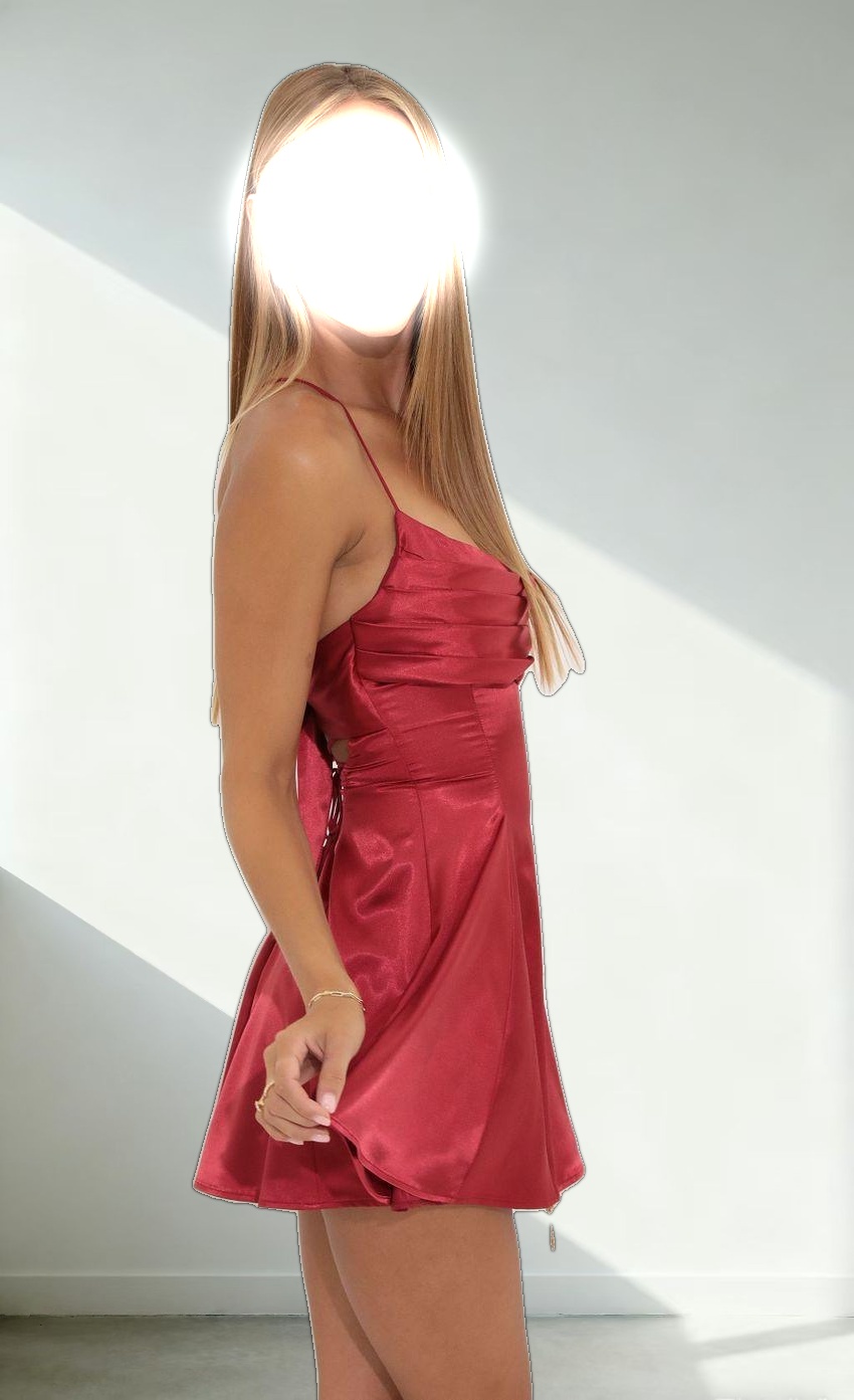 Draped A-Line Dress in Red