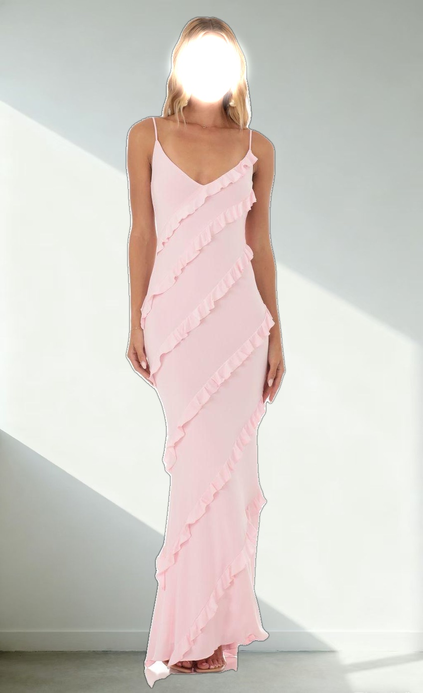 Ruffle Maxi Dress in Pink