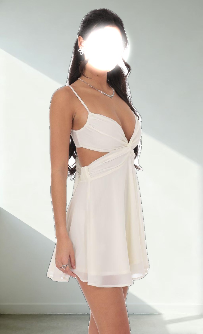 Cutout Fit and Flare Dress in Ivory