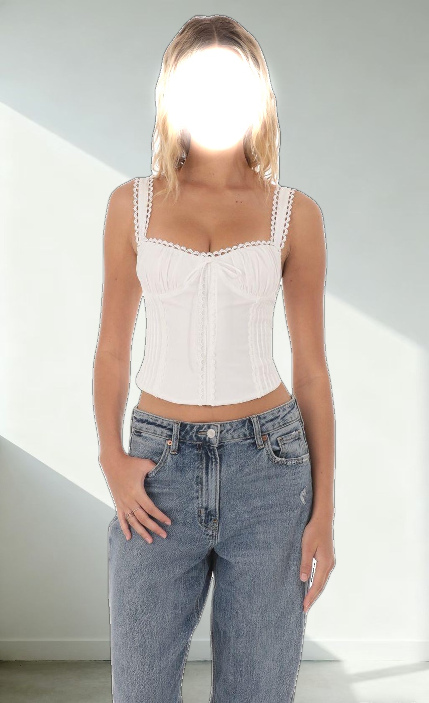 Embroidery Detail Top in White