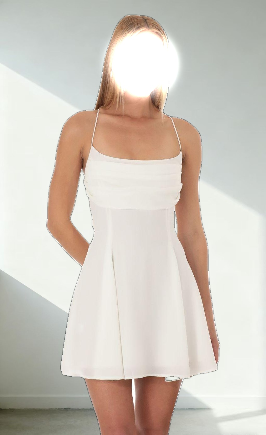 Draped A-Line Dress in White
