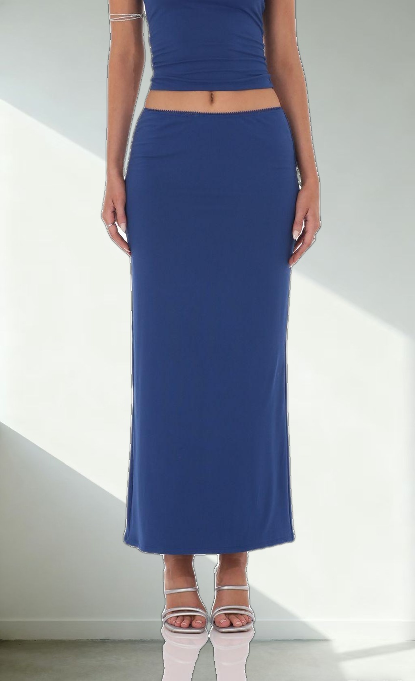 Two Piece Maxi Skirt Set in Blue