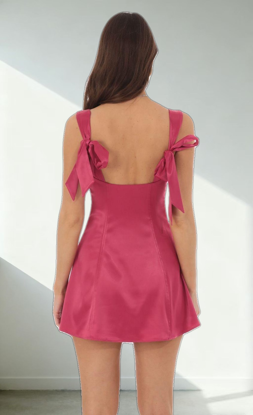Back Bows Dress in Magenta
