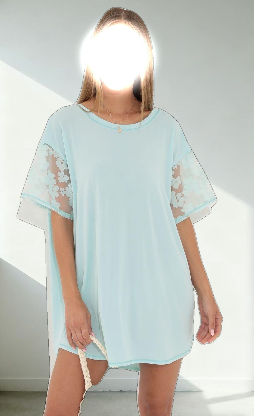 Shirt Dress in Teal Flowers