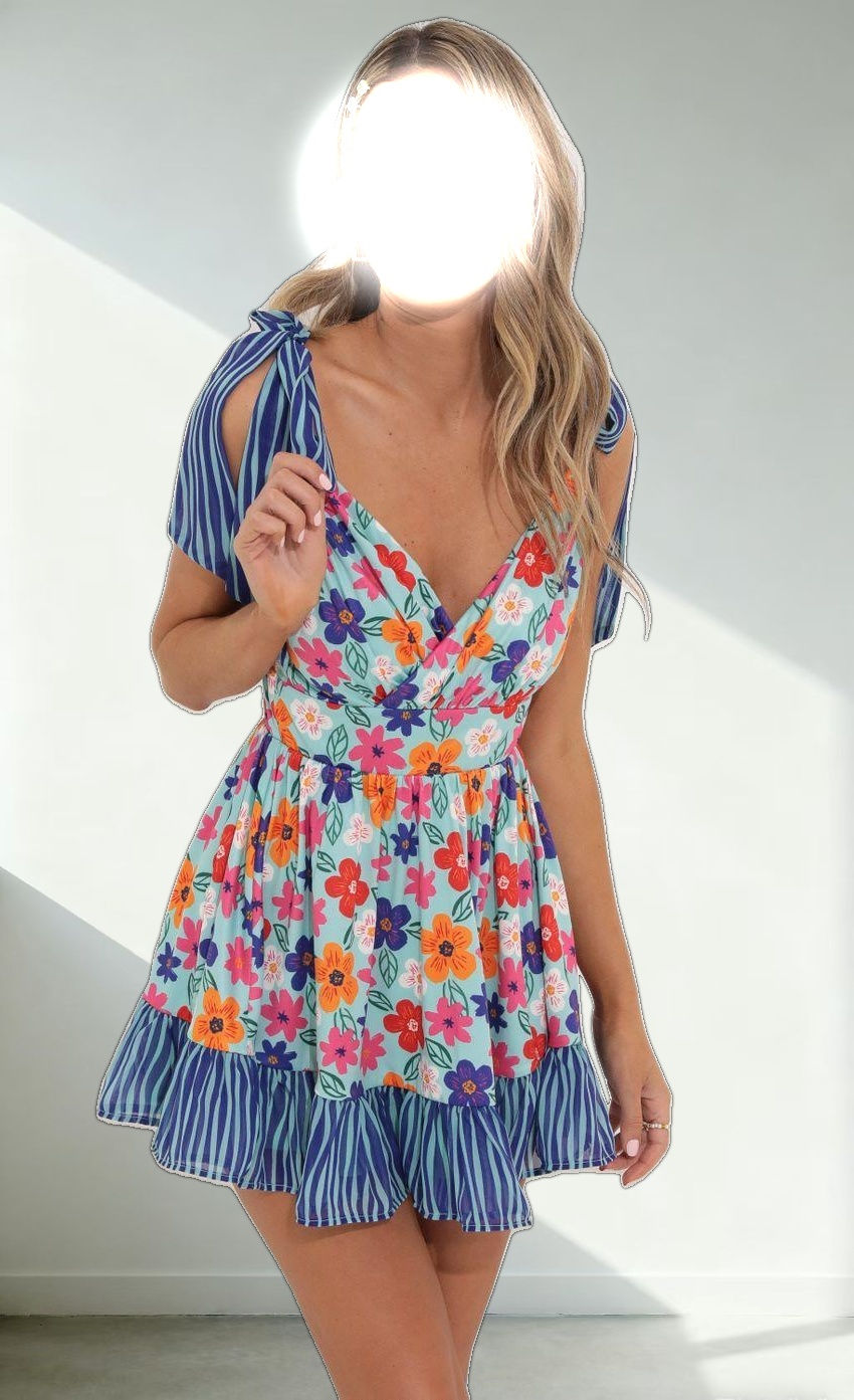 Baby Doll Dress in Blue Floral