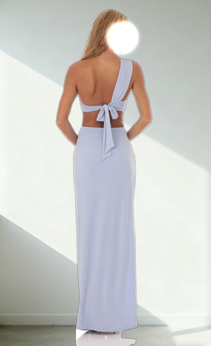 One Shoulder Two Piece Set in Blue