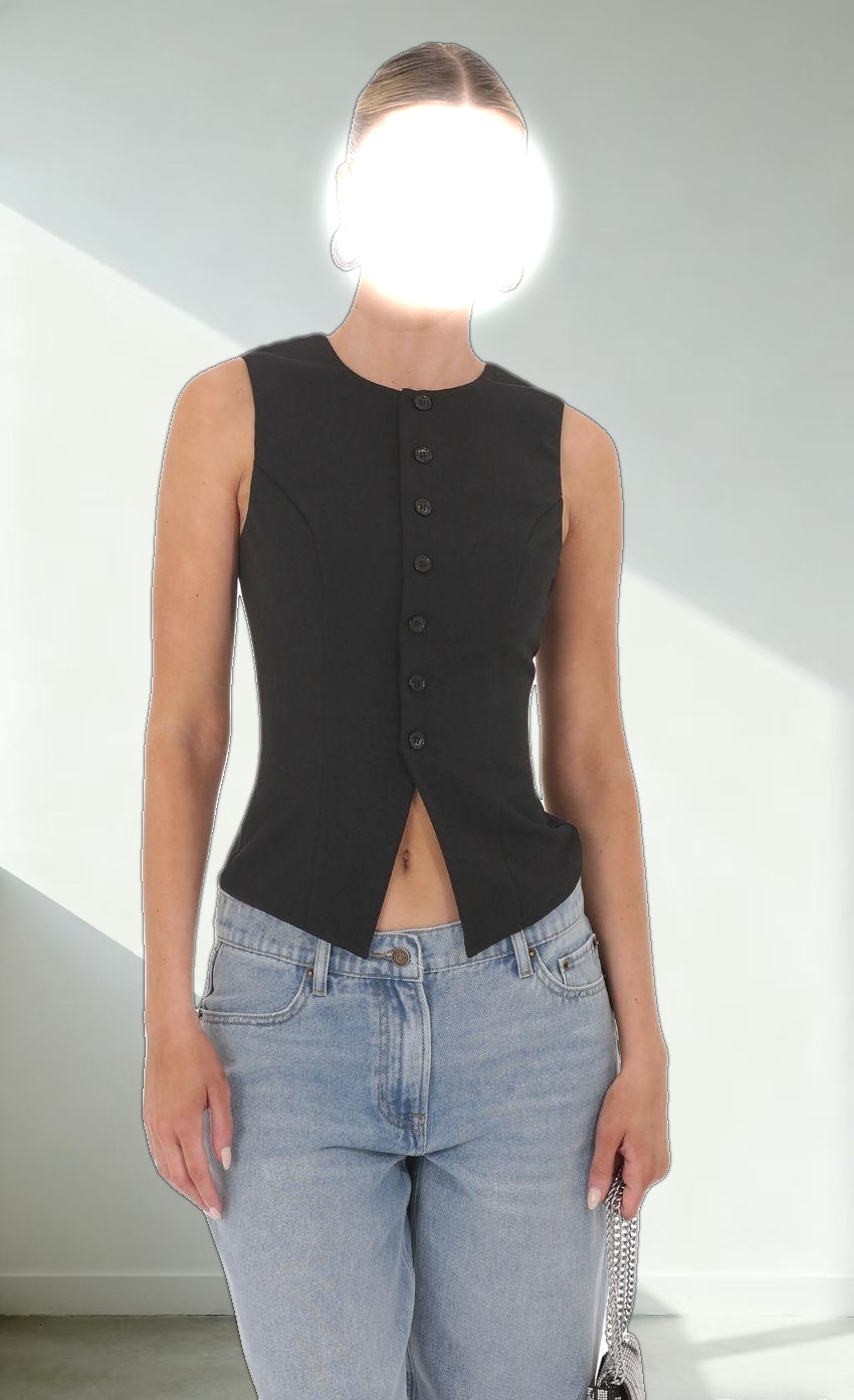 High Neck Vest in Black