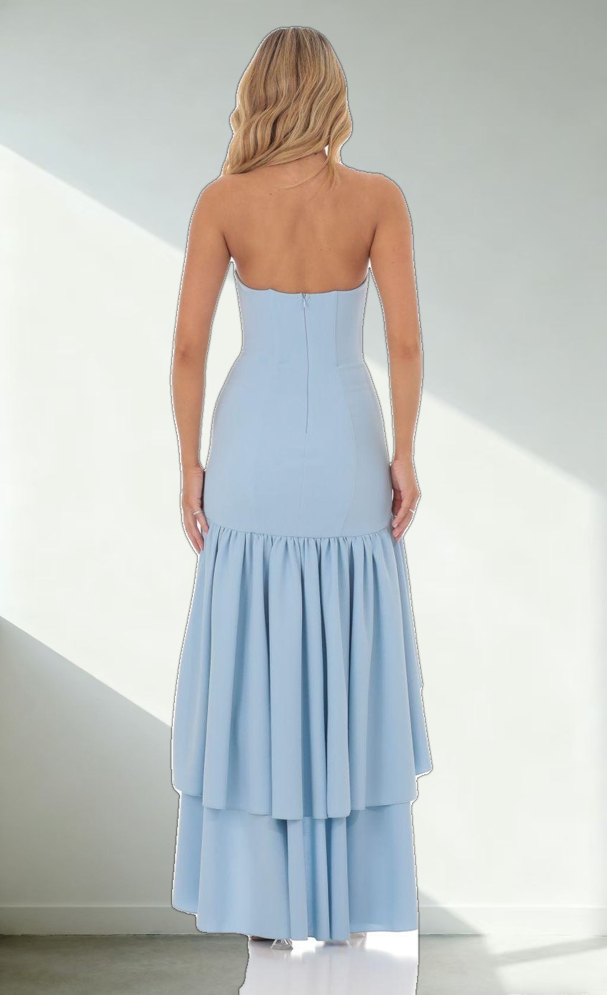 Strapless Corset Maxi Dress in Blue