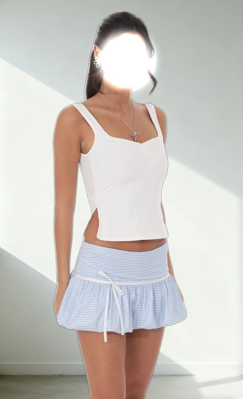 Striped Bubble Skirt in Baby Blue