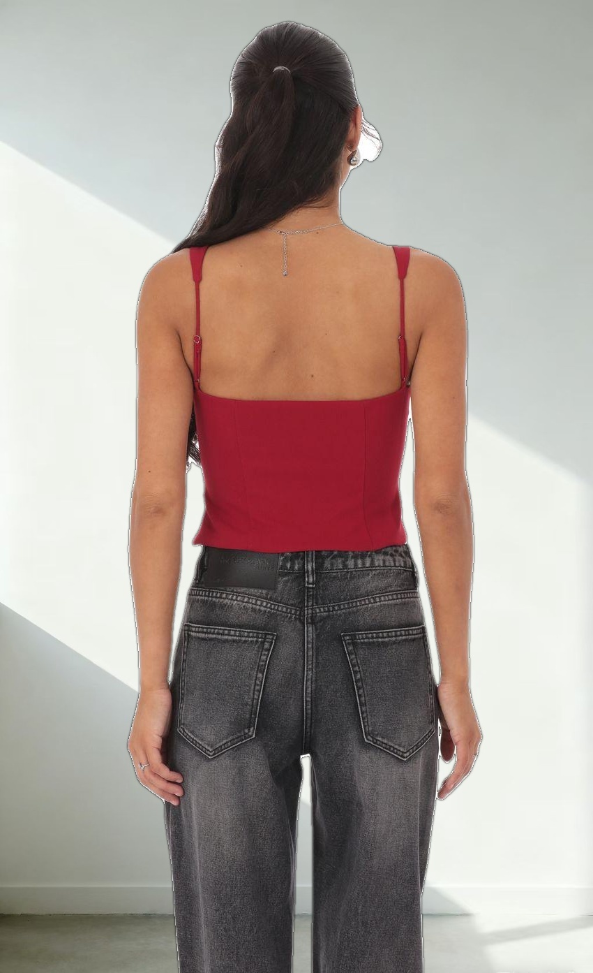 Front Tie Vest Top in Red