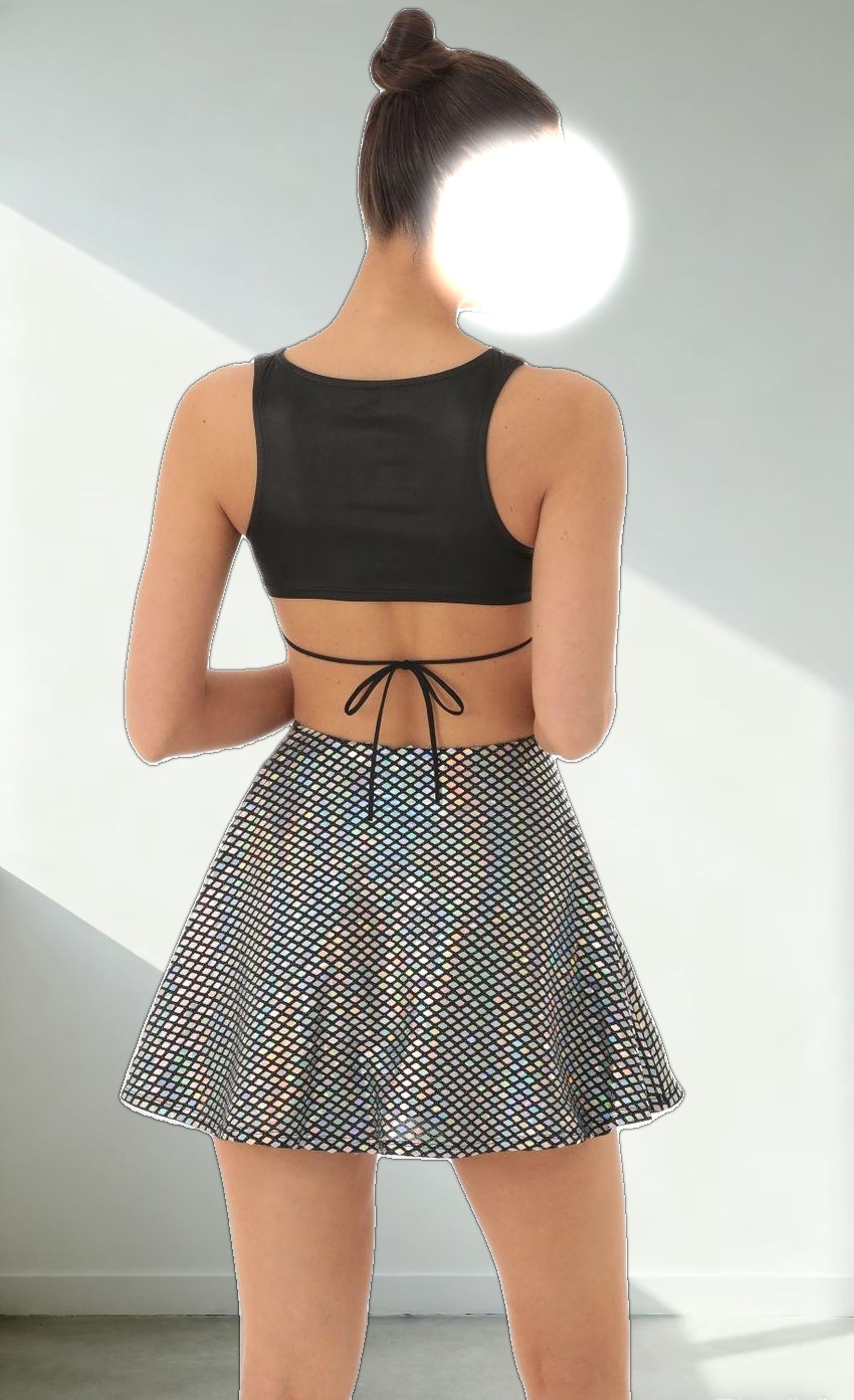 Sequin Square Skirt in Black