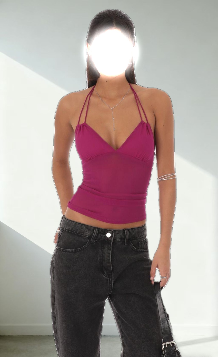 Mesh Halter Top in Ruby Pink