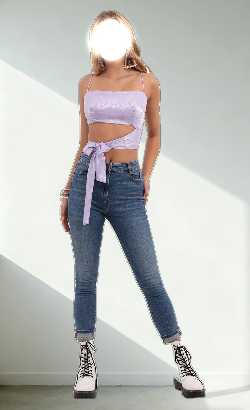 Jacquard Wrap Top in Lavender