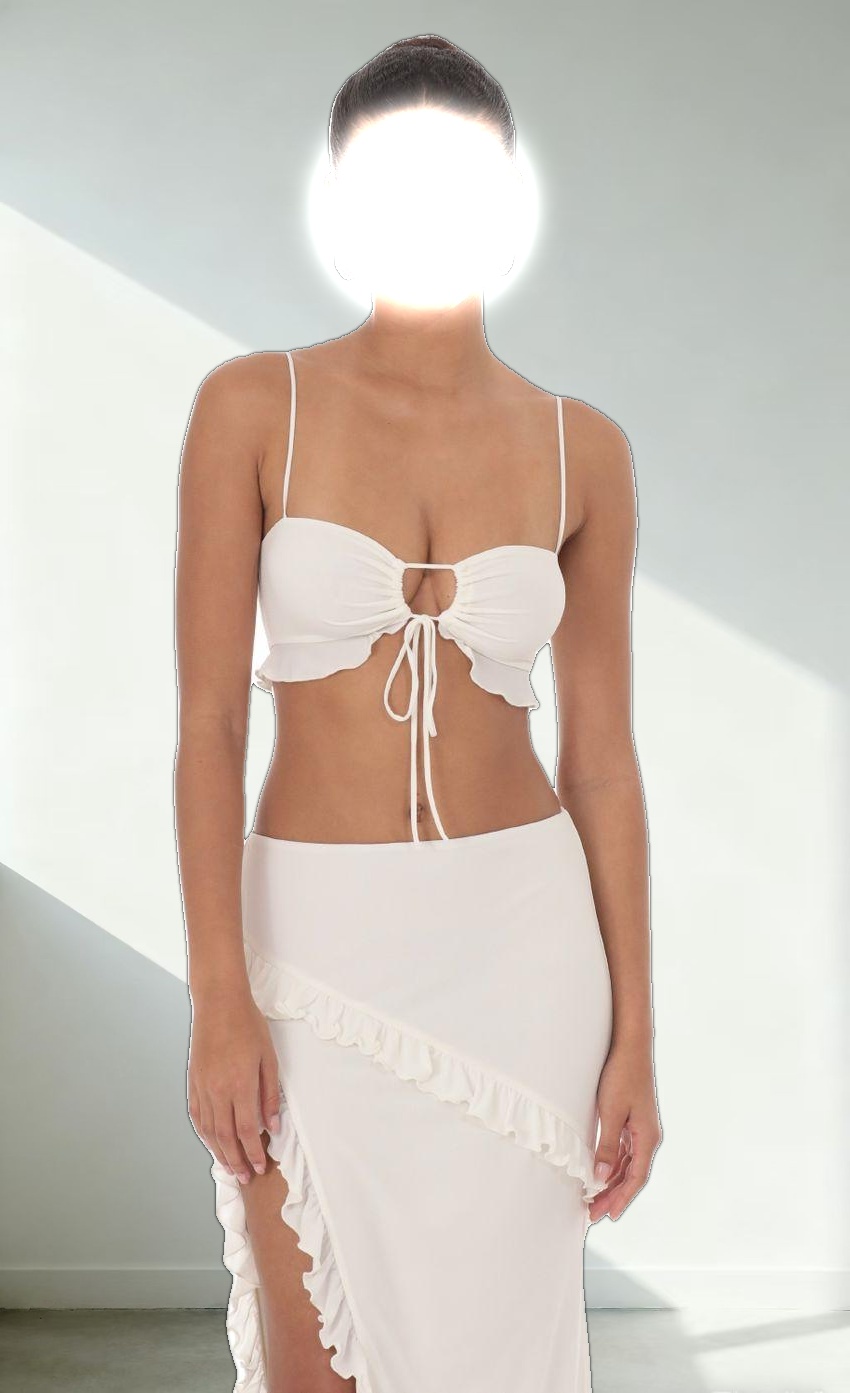 Ruffle Two Piece Set in White