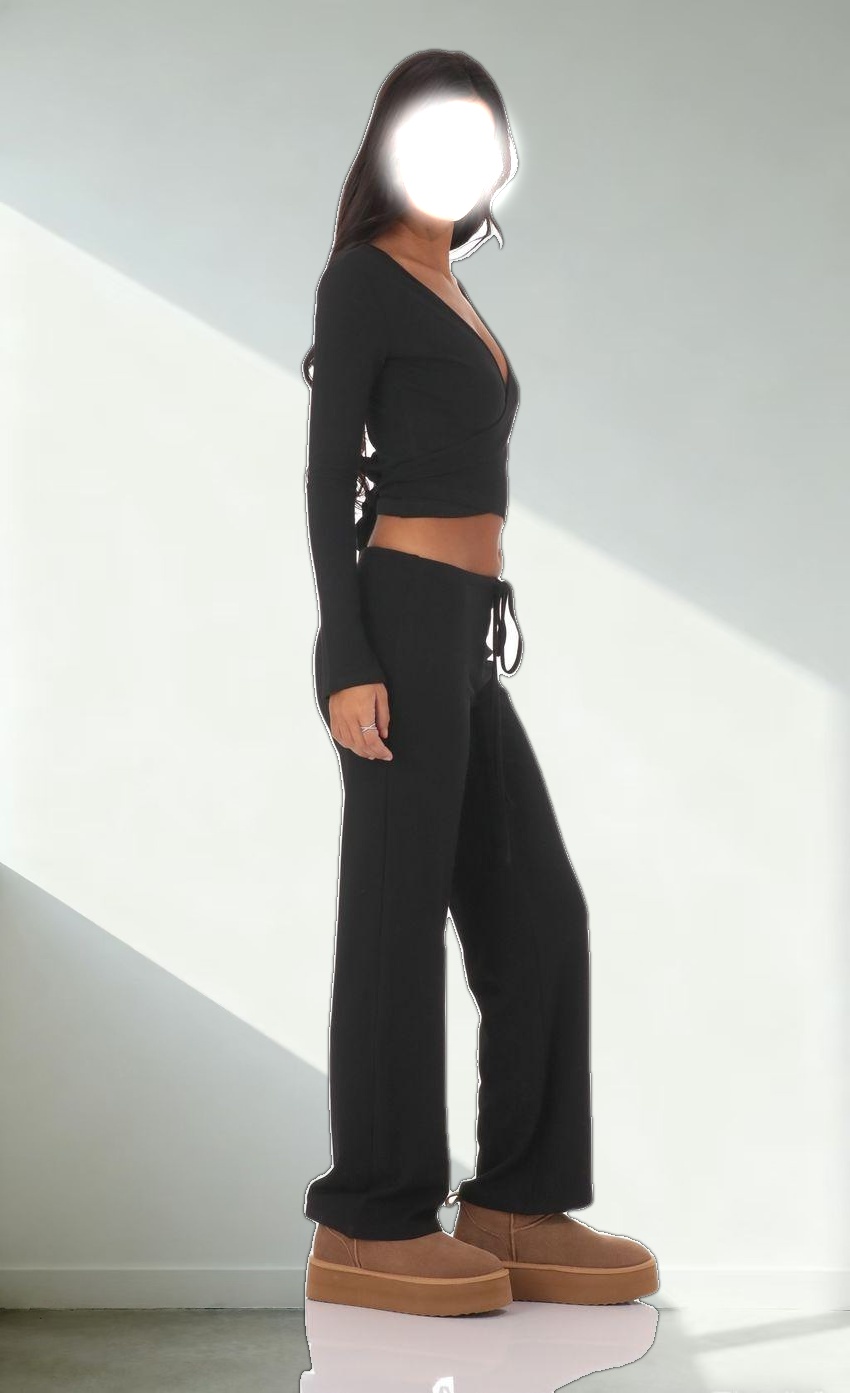 Two Piece Wrap Set in Black