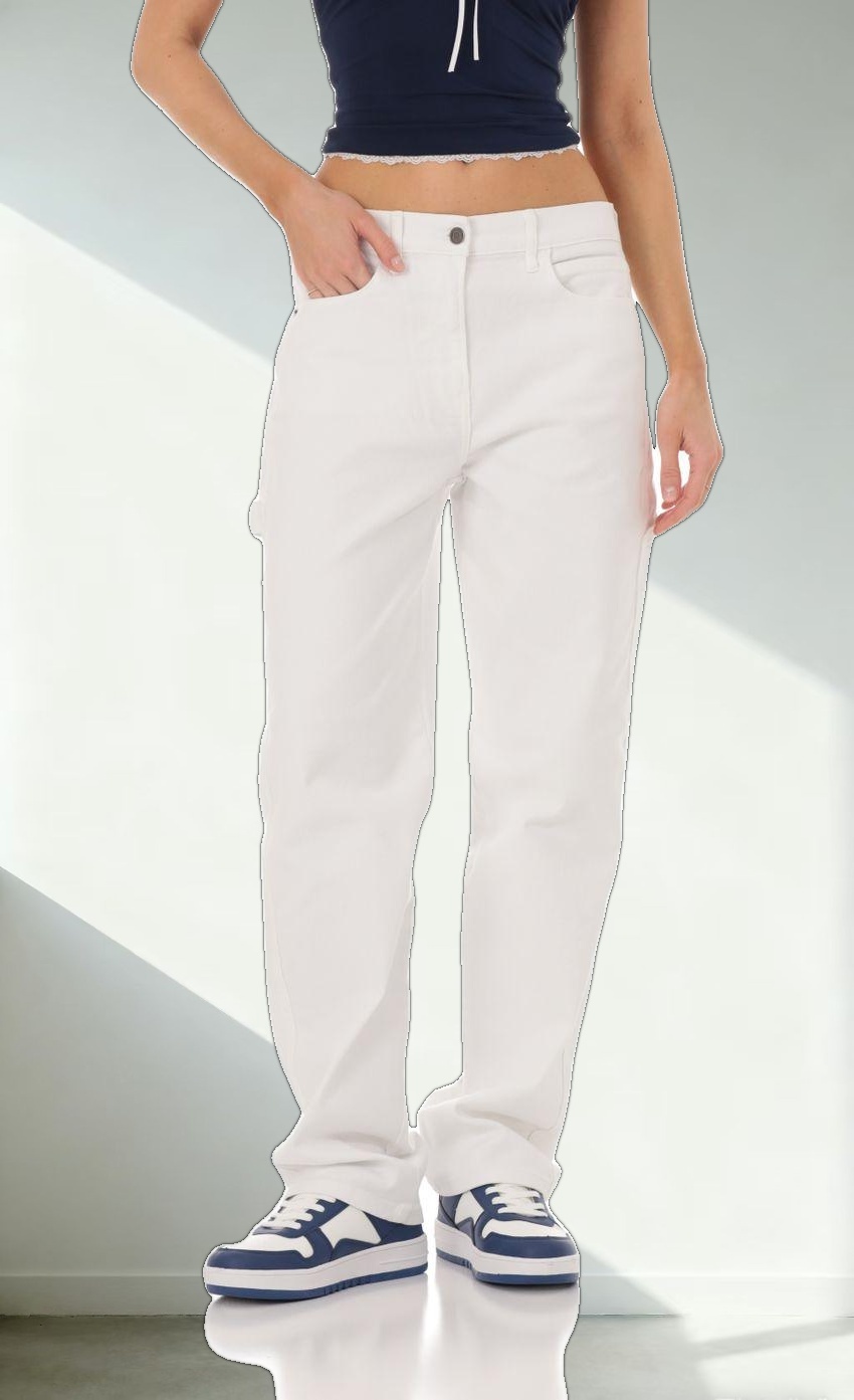 Straight Cargo Jeans in White