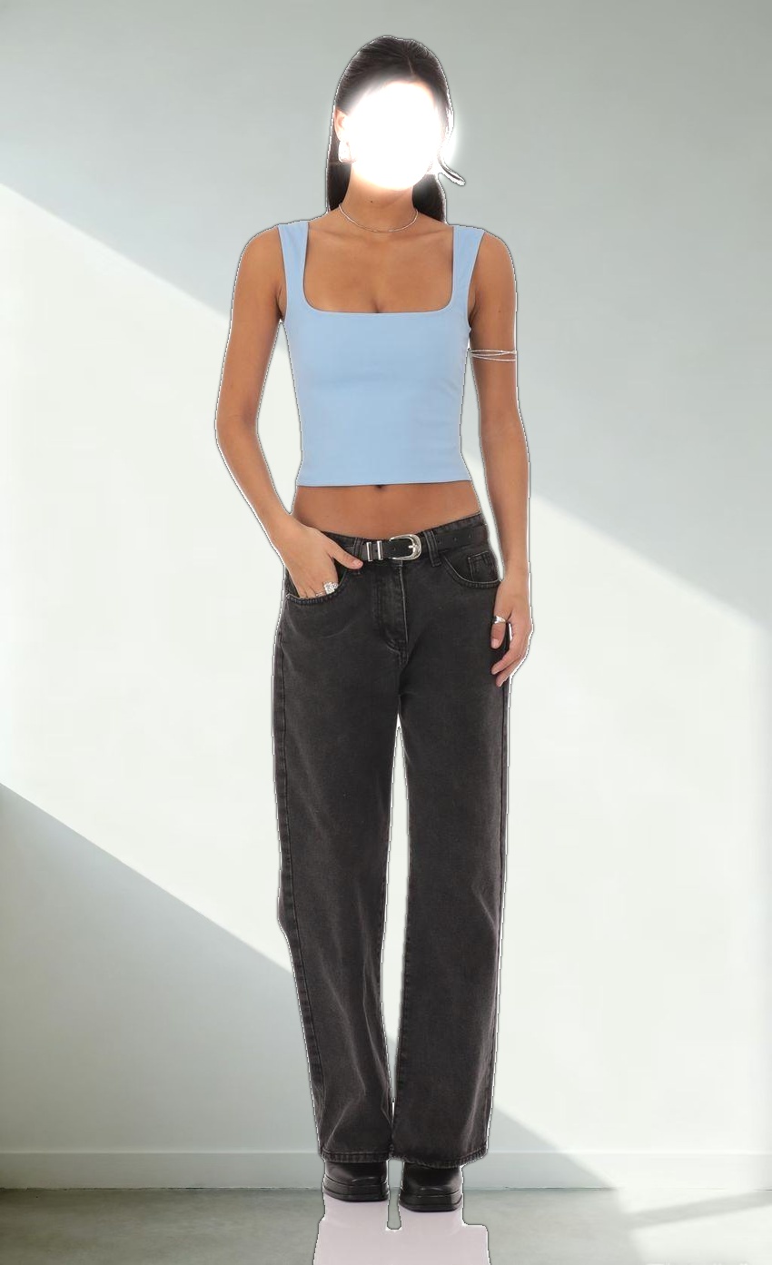 Straight Leg Jeans in Black Denim