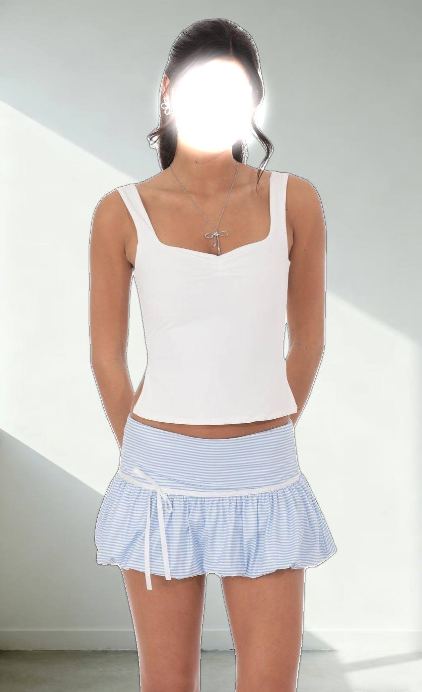 Striped Bubble Skirt in Baby Blue