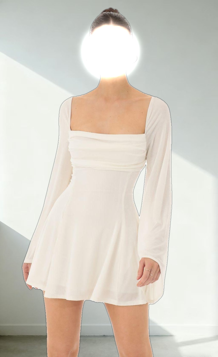 Flare Sleeve Dress in Ivory