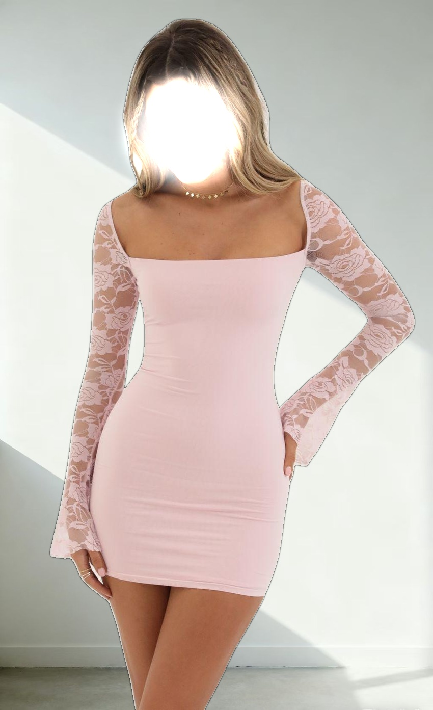 Floral Long Sleeve Dress in Pink