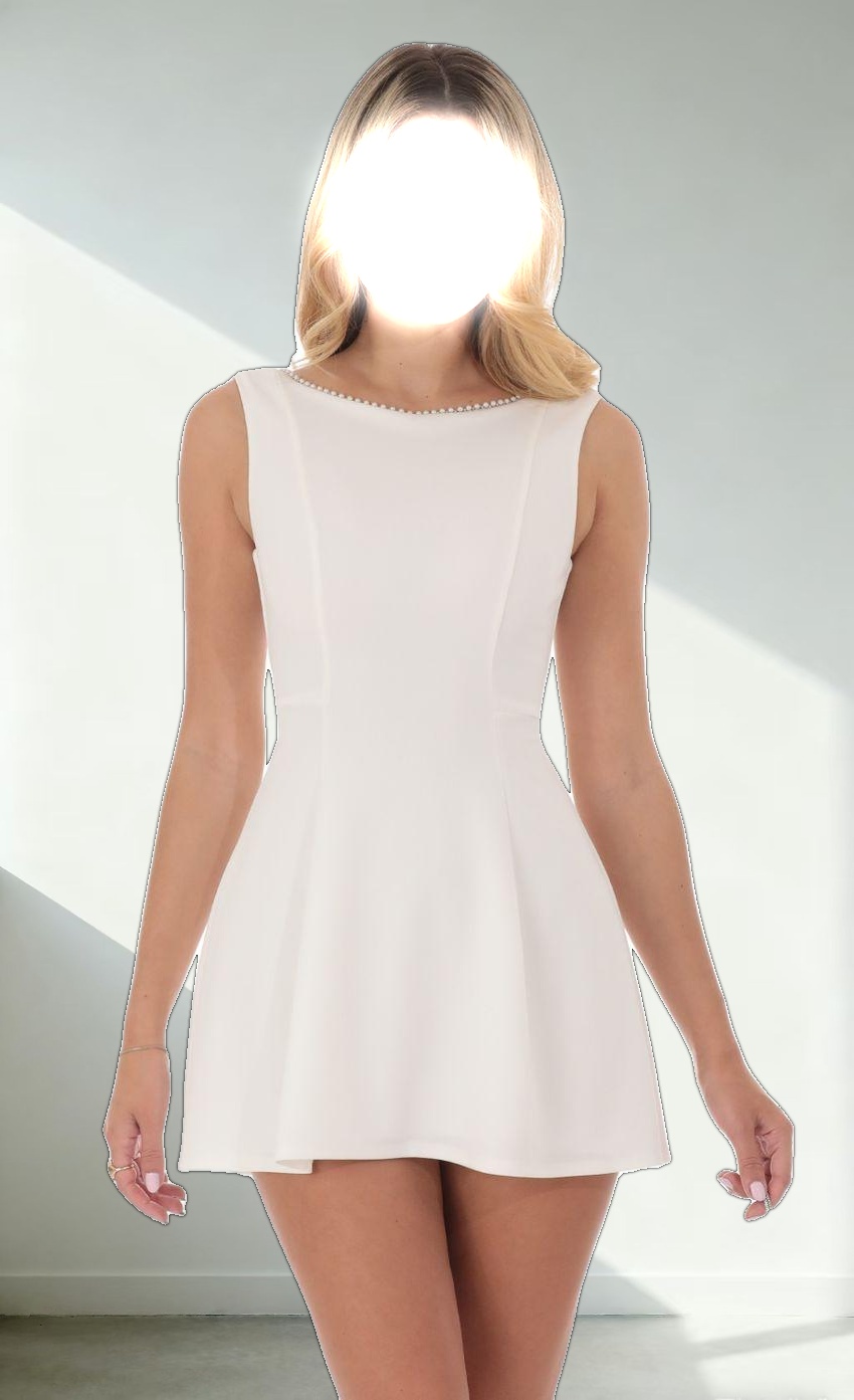 Pearl Open Back A-line Dress in White