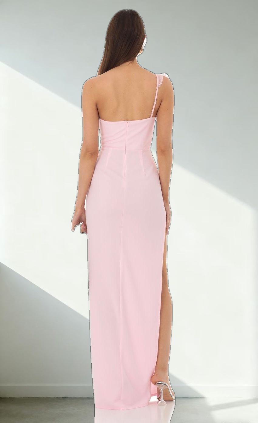 Corset Cross One Shoulder Dress in Pink