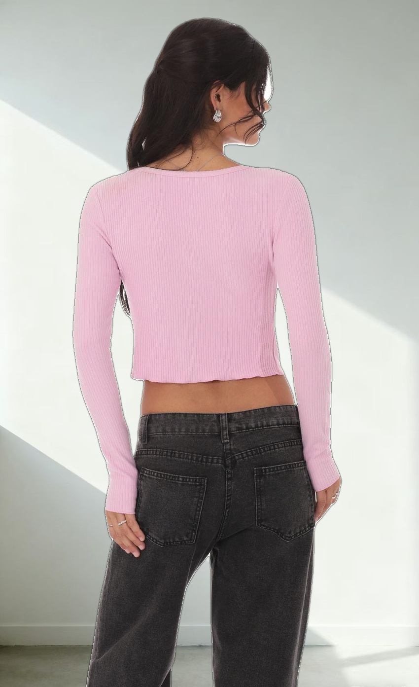Ribbed Fly Away Top in Pink