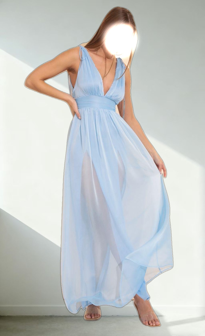 Chiffon Maxi Dress in Blue