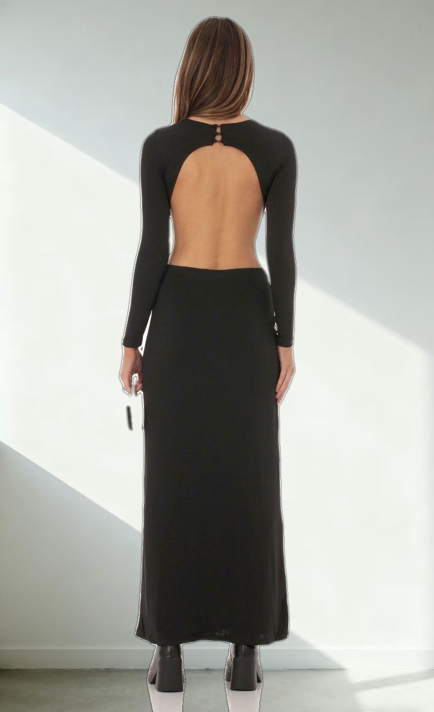 Cutout Open Back Dress in Black