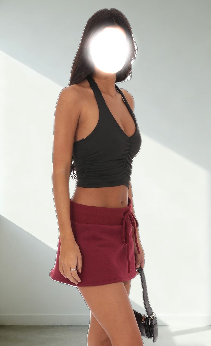 Ruched Halter Top in Black