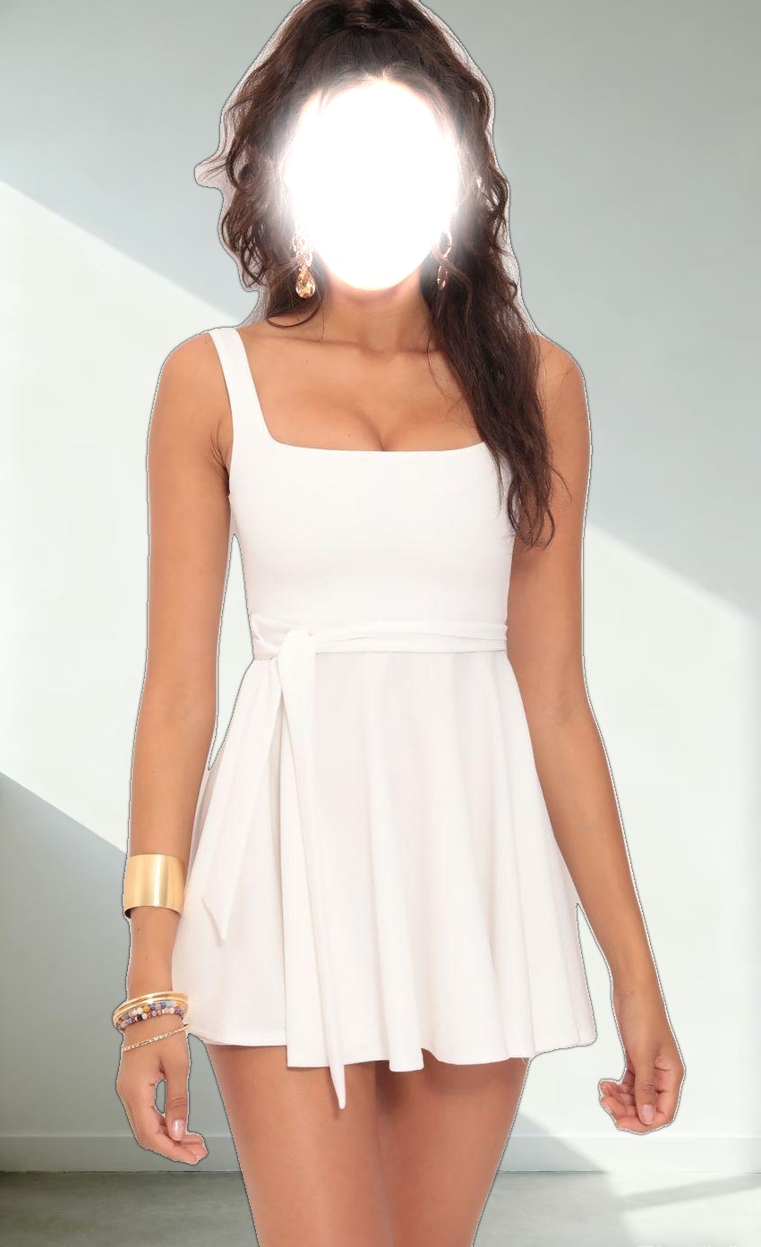 A-line Wrap Dress in White