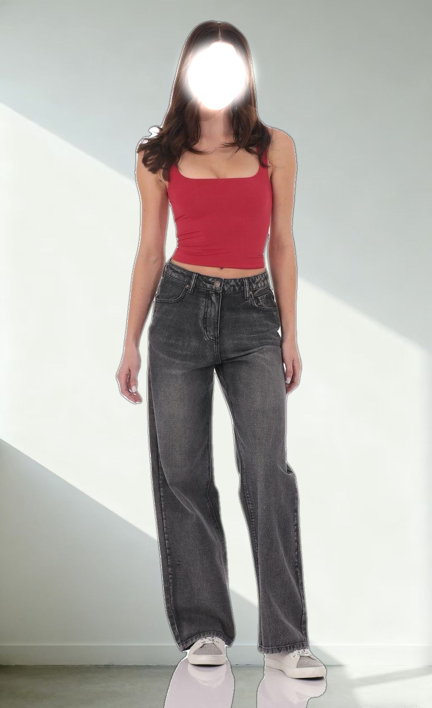High Rise Wide Leg Jeans in Faded Black