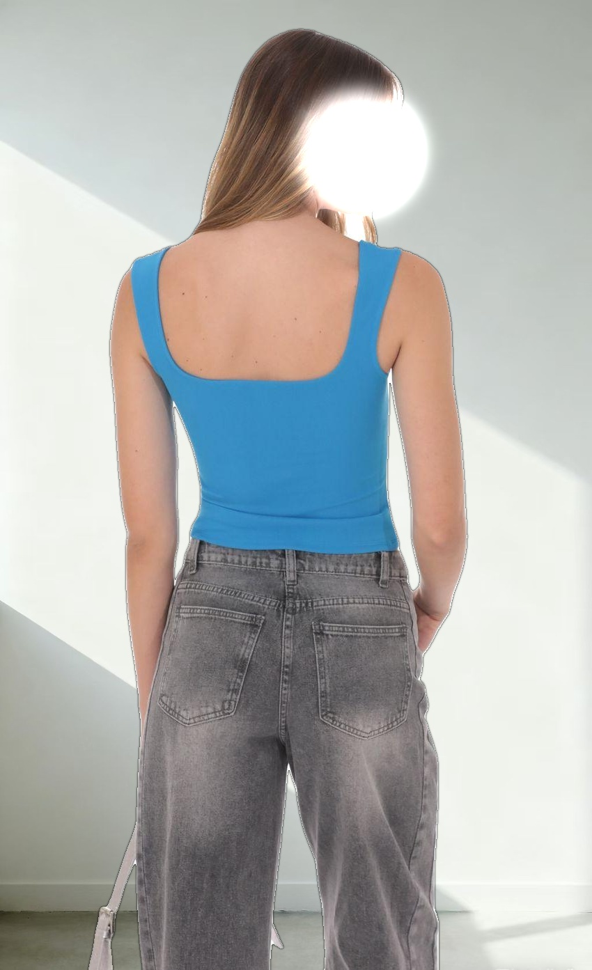 Scoop Tank Top in Aqua Blue