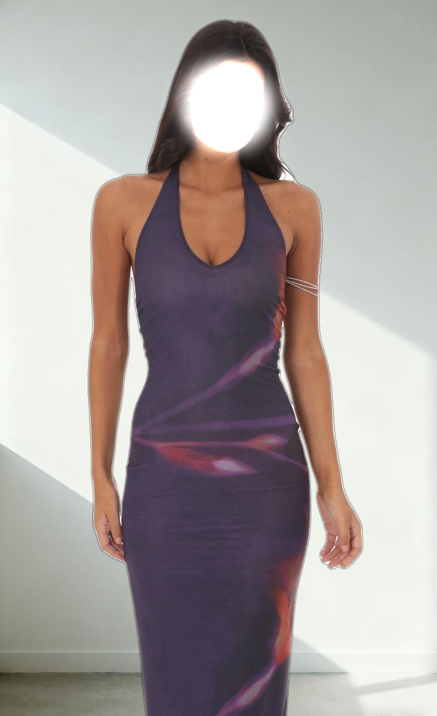 Halter Bodycon Maxi Dress in Blue