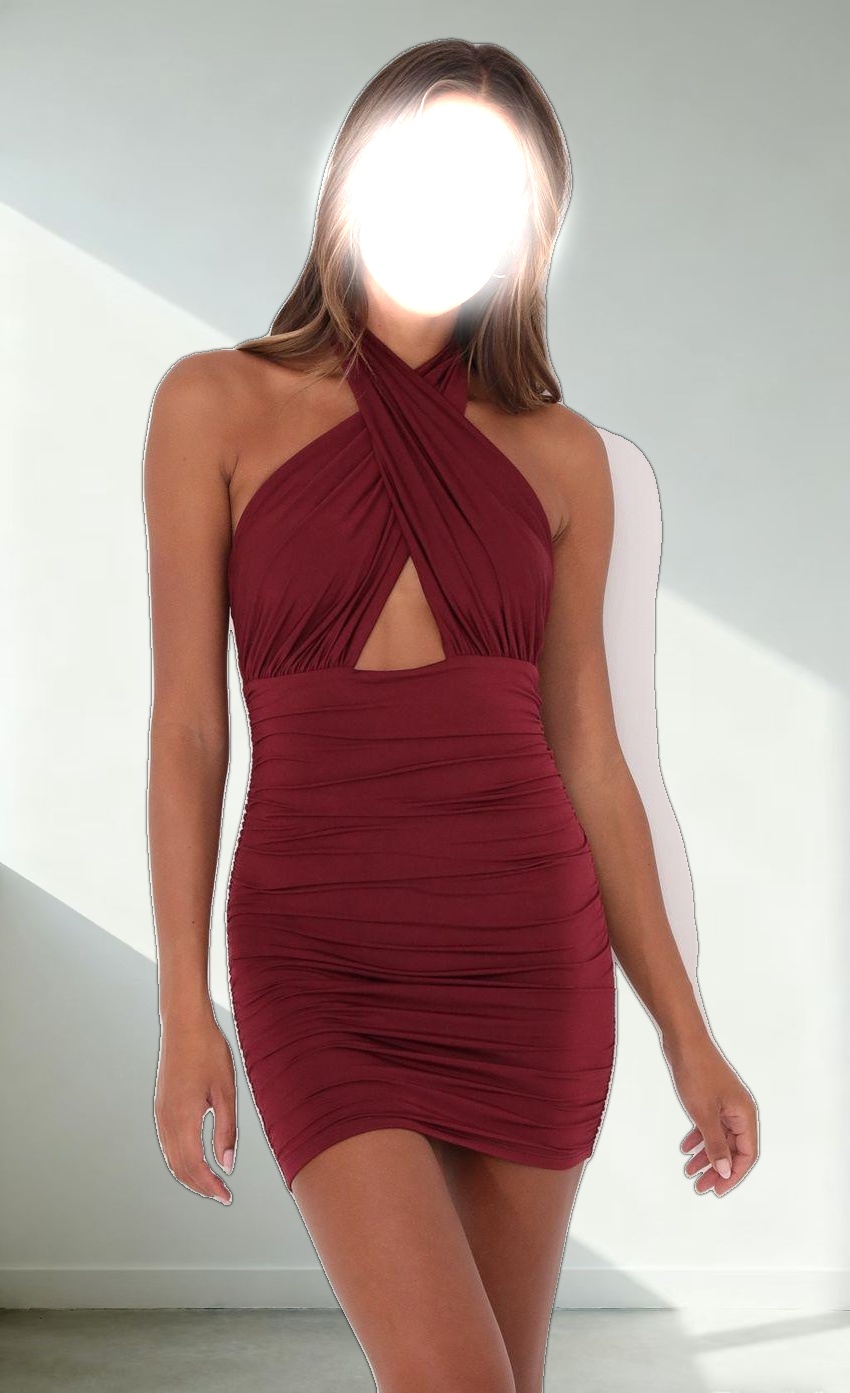 Halter Dress in Burgundy