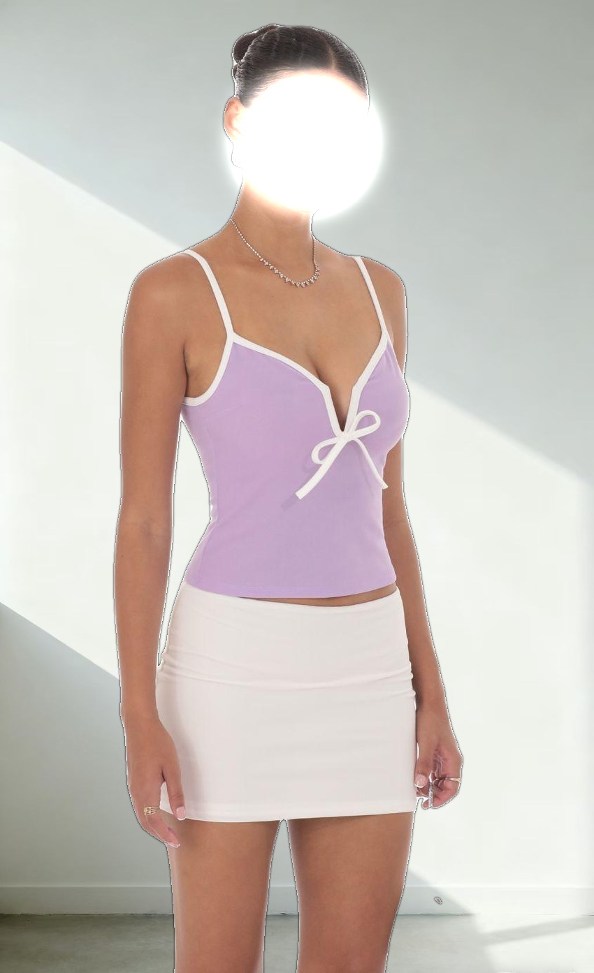 Outline Front Tie Top in Lilac
